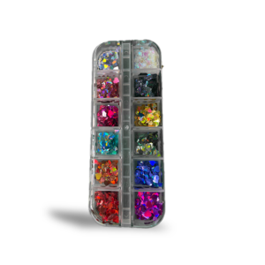 Kit 12 Decoração Glitter Com Estrelas Fan Nails