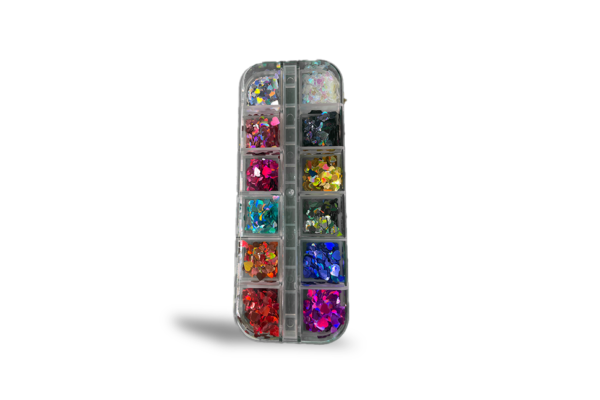 Kit 12 Decoração Glitter Com Estrelas Fan Nails