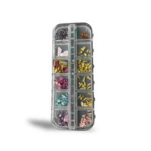 Kit 12 Madre Perola Colorida C/Folha De Ouro Fan Nails