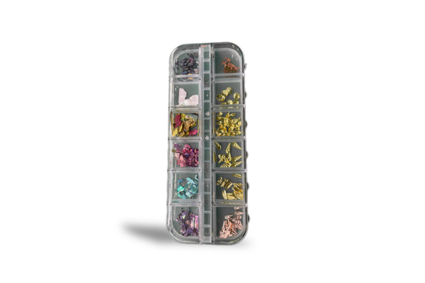 Kit 12 Madre Perola Colorida C/Folha De Ouro Fan Nails