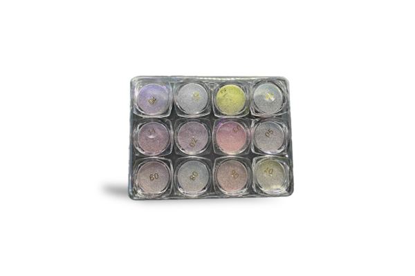 Kit 12 Pó Cromado Refletivo Nail Art