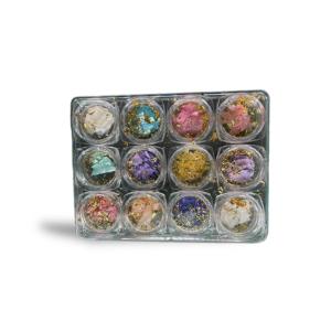 Kit 12 Madre Pérola Colorida c/Folha de Ouro Fan Nails